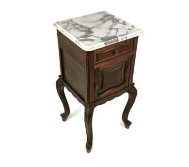 antique 19th century nightstand end table bedside cabinet Marble top wood beautiful