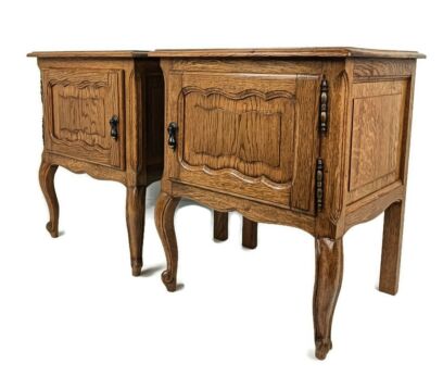 Pair of Nightstands End Tables Cabinets Louis XV style Bedroom Cabinets wood country  style