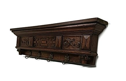 stunning carved wooden coat hat rack antique ornate  hallway farmhouse style 