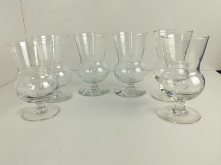 set of 6 Gordon Highland scotch beer glasses etched glass vintage stylish design