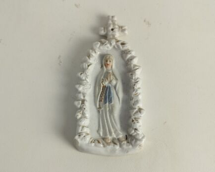 mini wall hanging sweet porcelain Virgin Mary our Lady of Lourdes France delicate