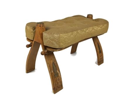 Vintage Bedouin Camel Saddle Hide Footstool Ottoman Rare brown faux  Leather