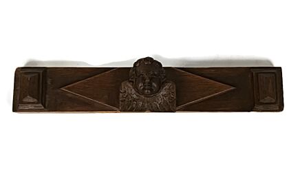 Stunning antique pediment over door trim carved wood angel architectural salvaged