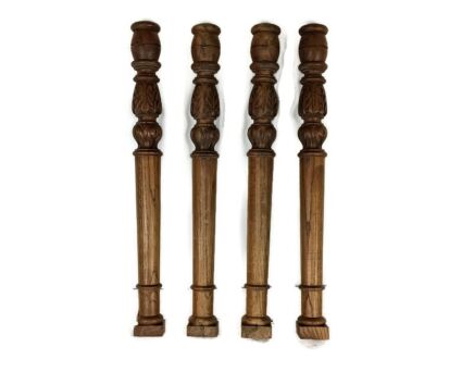 set of 4 Antique Hand Carved Wood Reclaimed Corbels Architectural Finial Salvaged