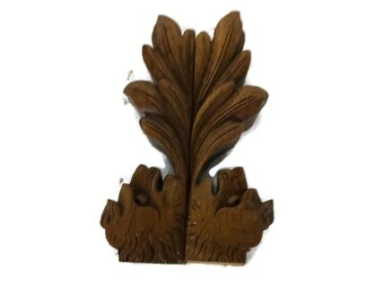 2 small trims corbels finials carved wood ornate  leaf architectural reclaimed salvaged antique