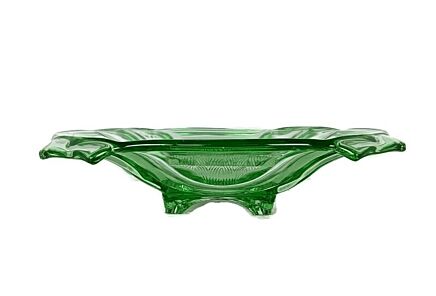 Gorgeous Art Deco Antique Art Depression Glass Green Serving Dish Bowl centerpiece