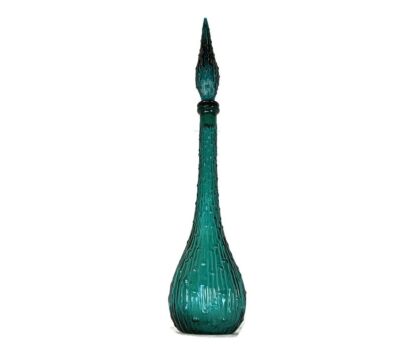 Gorgeous Vintage Genie Bottle empoli Italian dripped art glass Teal BLue extremely rare