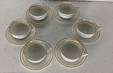 set of 6 cup and saucer antique Haviland Limoges France Belle epoque 