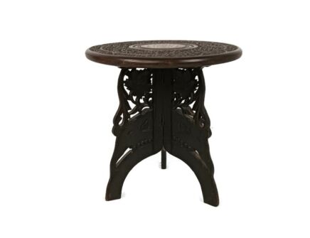 lovely ornate carved wooden plant stand pedestal side table bonsai table inlay vintage