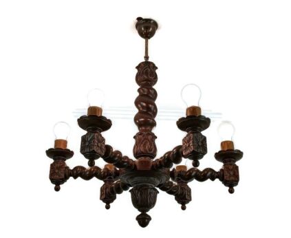 Barley twist Twisted Wood Chandelier 6 lights arm vintage Beautiful farmhouse style 