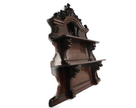 Wall Cabinet Shelving  Ornate Wood Wall hanging Display Hunter France Country Farmhouse Style 