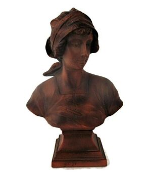 Bust Beautiful Young Girl Lady Terracotta or Ceramic Statue Dutch Girl