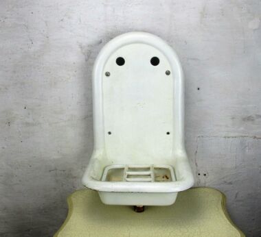 French Antique Cast Iron Enamel Country Chic Garden Sink Wash Basin Wall Mount