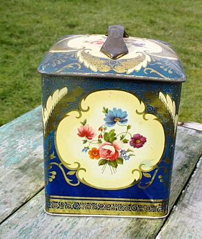 Vintage Tin Box Canister Bassett & co Ltd Manufacturing Sheffield England Flower