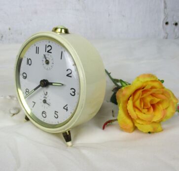 Vintage Jaz French Alarm Clock Working Mechanical Wind Up Collectible Table Desk