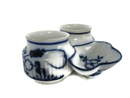 Condiment Set Blue white Copenhagen Copenhague Blue Fluted vinegar oil rare antique