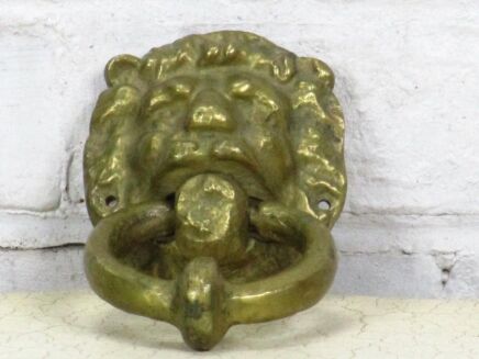 VVintage Heavy Brass Door Knocker Lions Head Architectural Reclaimed 6.69"