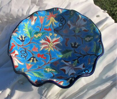 Emaux De Longwy French Enamel Centerpiece Dish Charger plate Hand Made