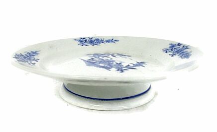 Footed Cake stand Delft Blue White Porcelain Antique