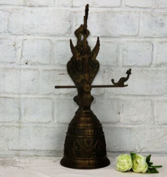 Wall Mounted Brass Bell Ornate Mermaid Angel Dragons Qui me tangit Gorgeous