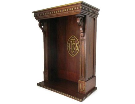 Gothic Gorgeous Wooden Ornate Chapel for Statue Pitch Pine Inlay Antique stunning Rare Large