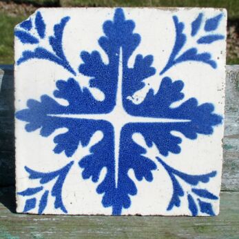 Vintage Blue White Ceramic Tile Abstract