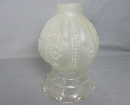 Glass Shade Sconce Oil Lamp Floral Design Pressed Glass Hobnail Tulip Flower form Clear Glass