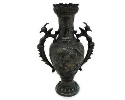 Ewer Jar Pitcher Brass Decorative Ornate Gothic Birds Handles Beautiful