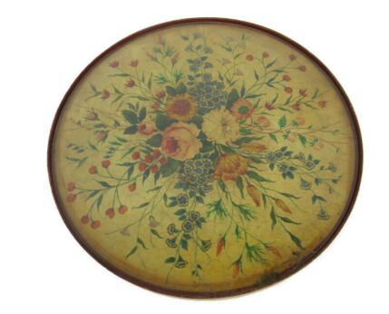 Antique  Rotating Cake stand Plate Lazy Susan Turntable Hand Painted Large Gorgeous Art Nouveau