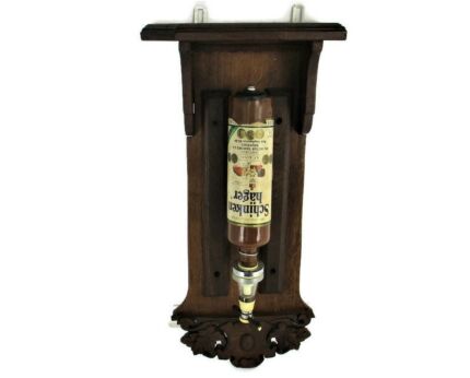 Wall Hanging Hand Carved Ornate  Wood Bottle Holder Tap Antique  Country Barn Style Extremely Rare