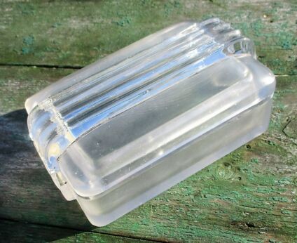 Art Deco Soap Dish Clear glass Hand Blown Authentic Design Lid