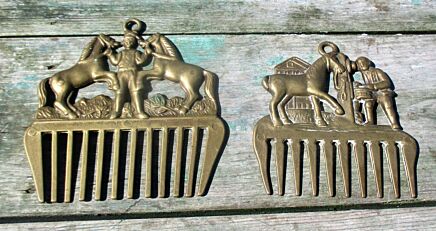 Beautiful Couple of Brass Ornate Horse mane Combs Equestrian Horses Vintage