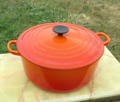 Vintage Le Creuset France Orange Large Dutch Oven Casserole French Authentic