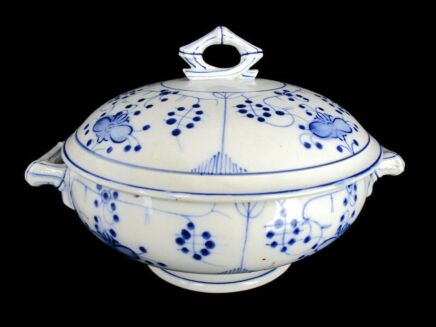 Antique Royal Copenhagen blue Fluted Soup Tureen Dish Marked Sarreguemines 1875-1900