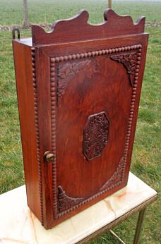 Vintage Medicine Bathroom Cabinet Apothecary Barley Carved Wood Hobnail