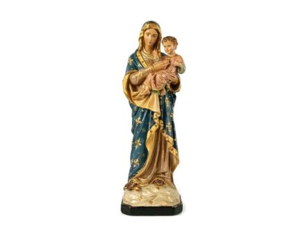 Neo Gothic Antique Statue Figurine Virgin Mary Plaster Polychrome hand painted beautiful 