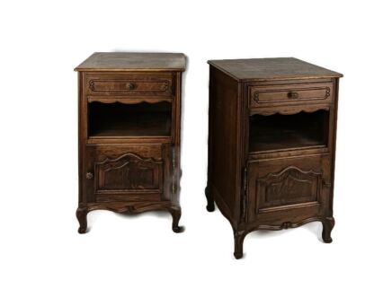 pair of Vintage Nightstands end tables cabinets louis XV style dark wood bedroom tables