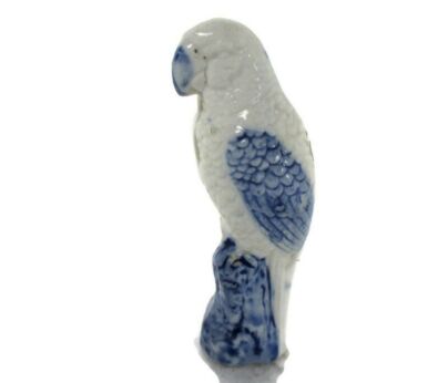 Antique Delft Dutch Decorative Porcelain Miniature Figurine Statue Parrot