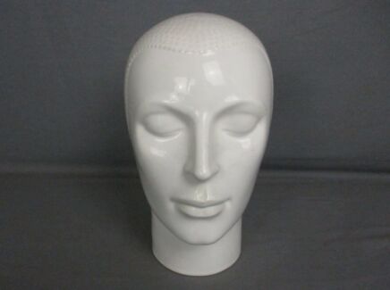 Vintage White Ceramic Display Female Male? Mannequin Head Vanity Display Model