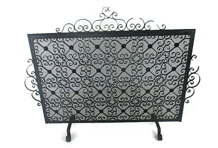 Fireplace Screen Spark Guard Wrought Iron  Ornate Hollywood regency Gorgeous