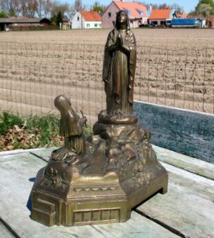 Large Working Lourdes Music Box Virgin Mary St Bernadette French France 1938