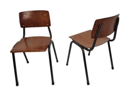 Two children's School Kindergarten Chairs Vintage Retro Beech Wood Not Stack-able