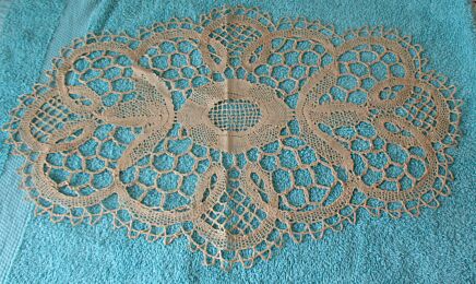 Doily Handmade Crochet cream colour Vintage Antique Belgium