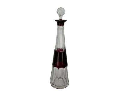 Liquor Decanter Crystal Conical Cranberry Red Clear Gorgeous