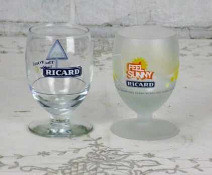 2 different Ricard Glasses Collector France French Apero Authentic