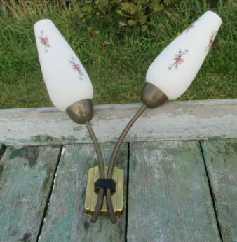 Double Wall Sconces Era Mid Century Vintage Space Age Brass Black red Design