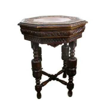 Gorgeous hand Carved Wooden Table Console Octagon Side Coffee Diner Table HTF