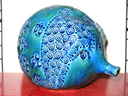 Vintage Fat Italian Ceramic Hedgehog Rimini Blue Bitossi Fratelli Raymor era