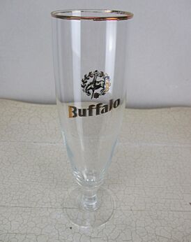 Buffalo Stemmed Belgian Brewery Stout Ale Glass Belgium Gold rim HTF Collector