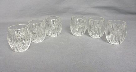 6  vintage crystal small shot glasses  Swirled lovely